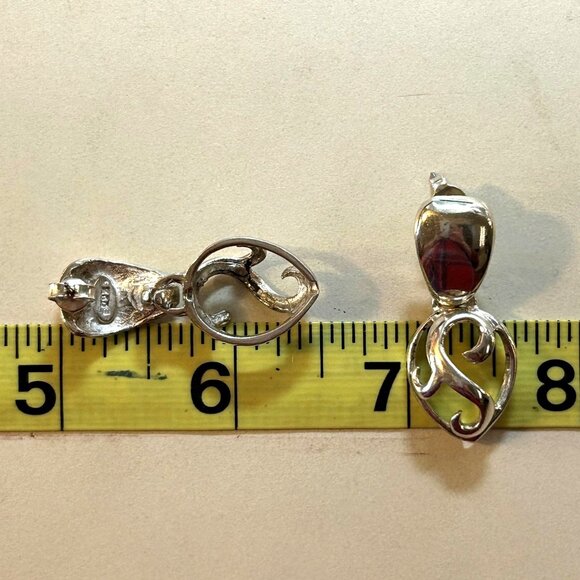 Sterling Silver 925 Door Knocker Scroll Drop Shaped Bold Dangle Earrings 1.5" L - Picture 9 of 9